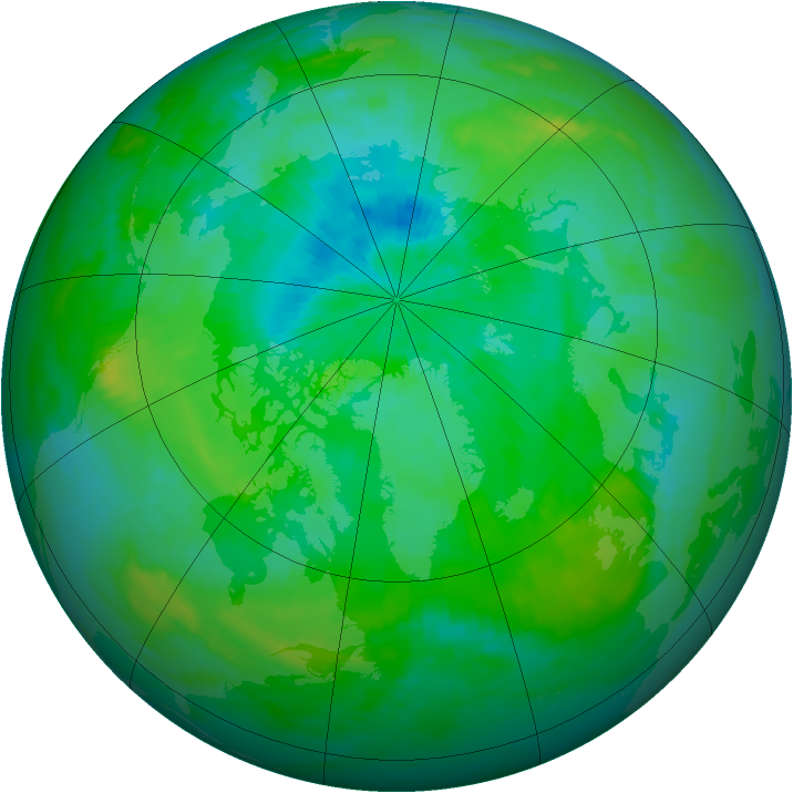 Arctic ozone map for 24 August 1985